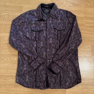 MONTERO JEANS Shirt Men's Large Multicolor Paisley‎ Design Button Down Western